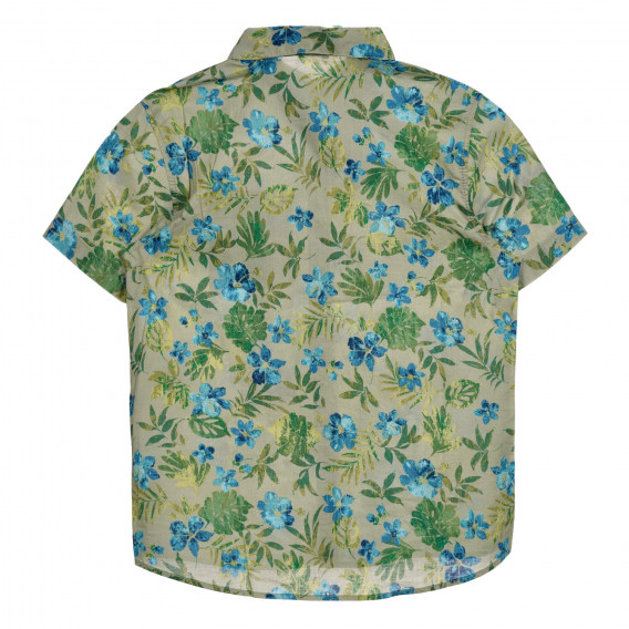 Памучна риза с флорален принт, бежова Benetton 221805 3