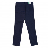 Памучен панталон със сиви кантове, тъмно син Benetton 221811 3