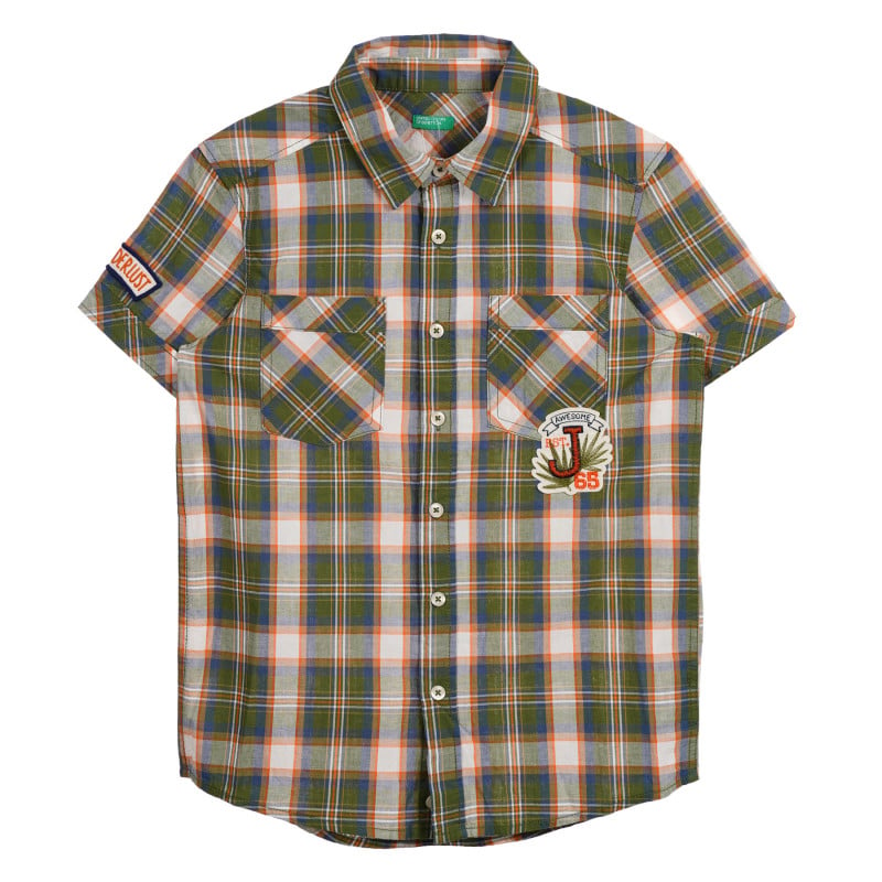 Памучна карирана риза с апликация  221833