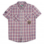 Памучна карирана риза с апликация и два джоба Benetton 221836 