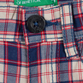Памучен къс панталон в червено и синьо каре Benetton 221855 2