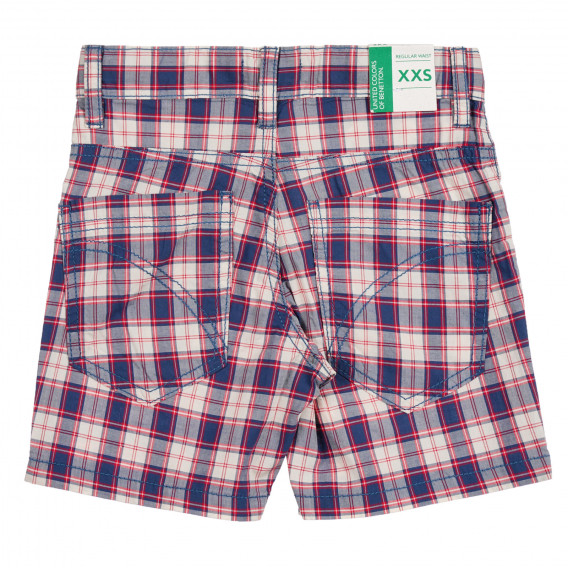 Памучен къс панталон в червено и синьо каре Benetton 221856 3
