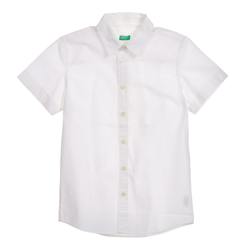 Памучна риза с къс ръкав,  бяла  221899