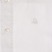 Памучна риза с бродирано лого на бранда, бяла Benetton 221906 2