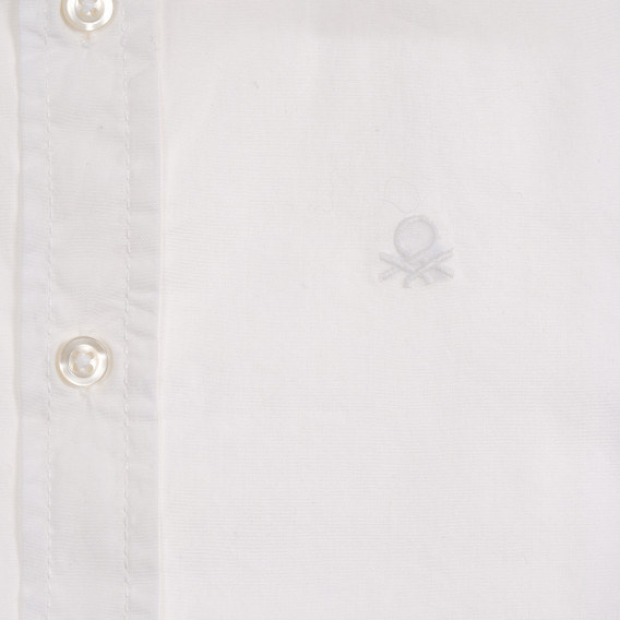 Памучна риза с бродирано лого на бранда, бяла Benetton 221906 2