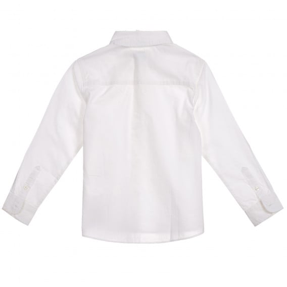 Памучна риза с бродирано лого на бранда, бяла Benetton 221907 3