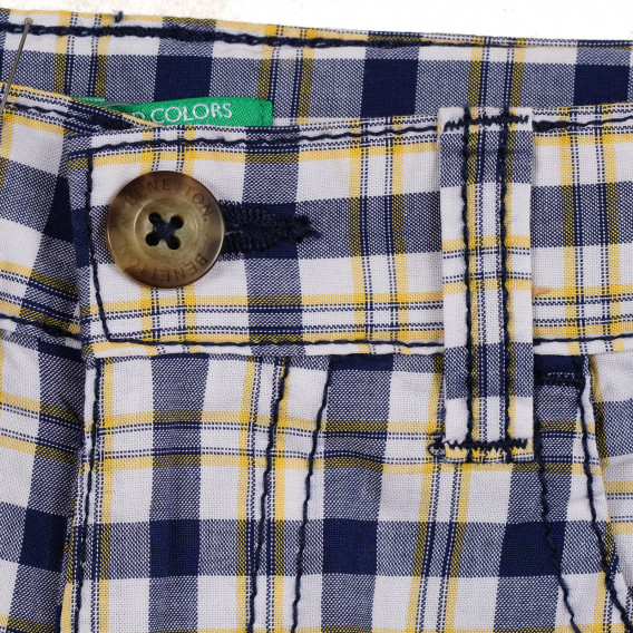 Памучен къс панталон в синьо жълто каре Benetton 221909 2
