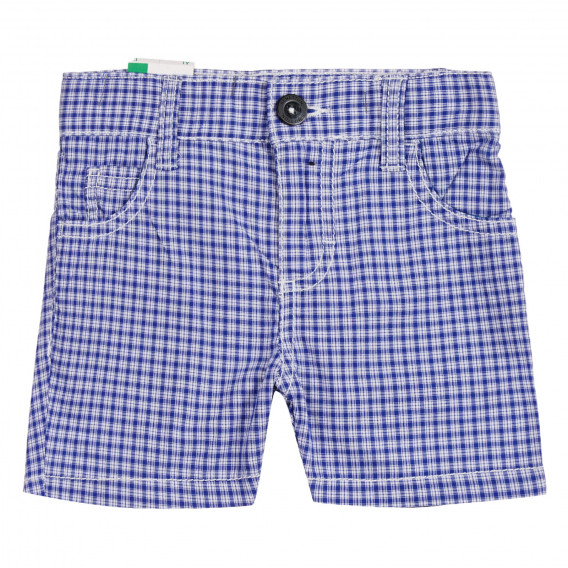 Памучни къси панталони в синьо бяло каре Benetton 221914 