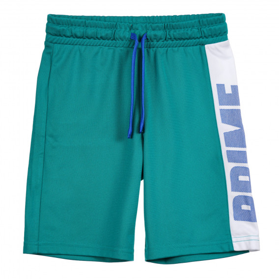 Памучен къс панталон със сини акценти, зелен Benetton 221957 