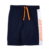 Памучен къс панталон с оранжеви акценти, тъмно син Benetton 221960 