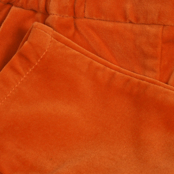 Памучен панталон с ластична талия, оранжев Benetton 221982 2