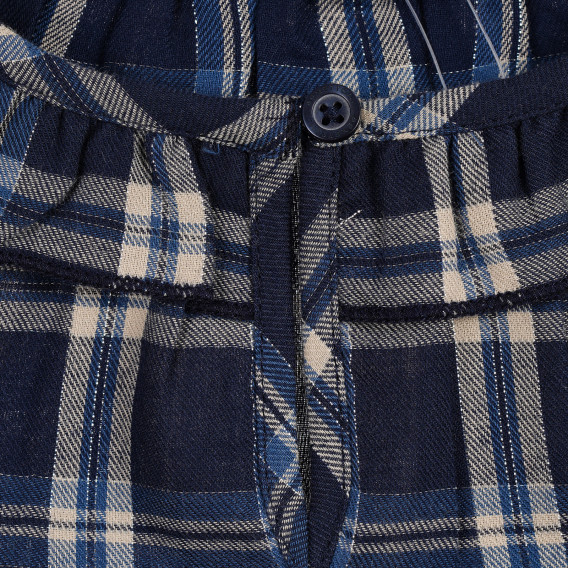 Памучна карирана блуза с къдрички, синя Benetton 221994 2