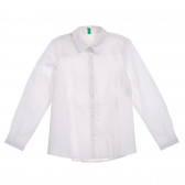 Памучна риза с издължен гръб, бяла Benetton 222002 