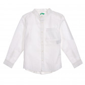 Памучна риза с бие яка, бяла Benetton 222026 