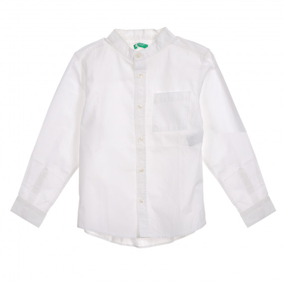 Памучна риза с бие яка, бяла Benetton 222026 