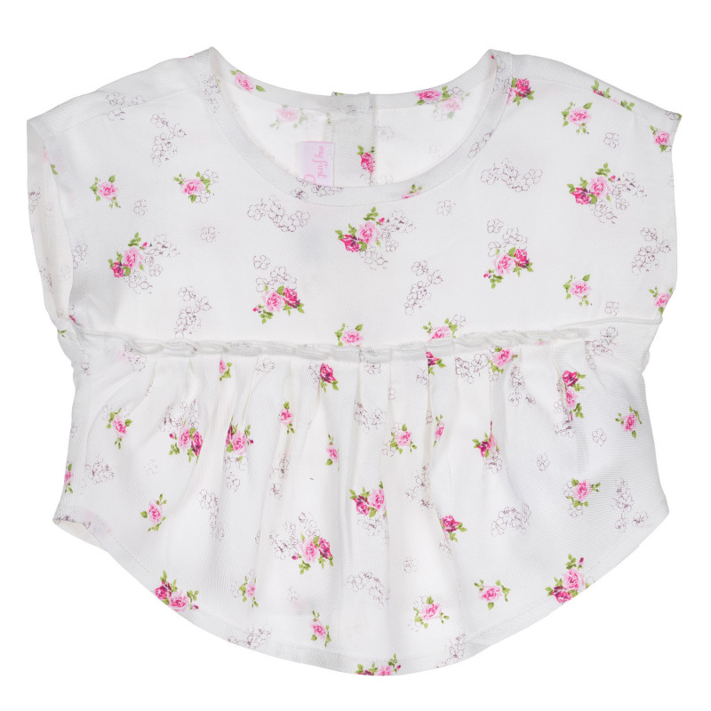 Тениска с флорален принт за бебе за момиче бяла  222073