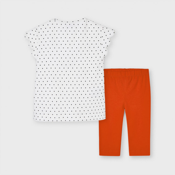 Памучен комплект тениска и клин в бяло и оранжево Mayoral 222556 2