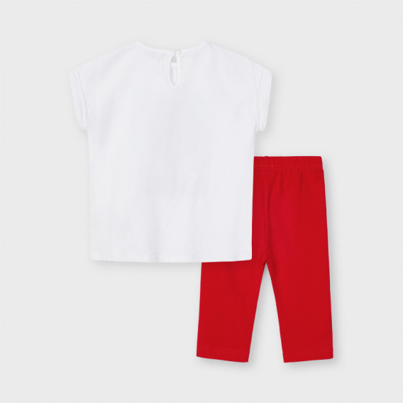 Памучен комплект тениска и клин в бяло и червено Mayoral 222559 2