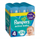 Пелени № 4, 174 бр, модел Active Baby Pampers 222976 
