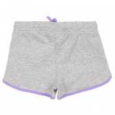 Памучни къси панталони със лилави кантове, сиви Benetton 223117 4