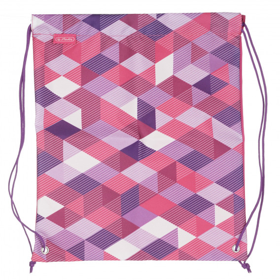 Раница в комплект с мешка и несесер в розово и лилаво, Motion Plus Pink Cubes за момиче Herlitz 224119 11