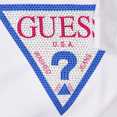 Памучна тениска с логото на бранда с камъчета, бяла Guess 224306 2