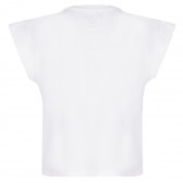 Памучна тениска с логото на бранда с камъчета, бяла Guess 224307 3