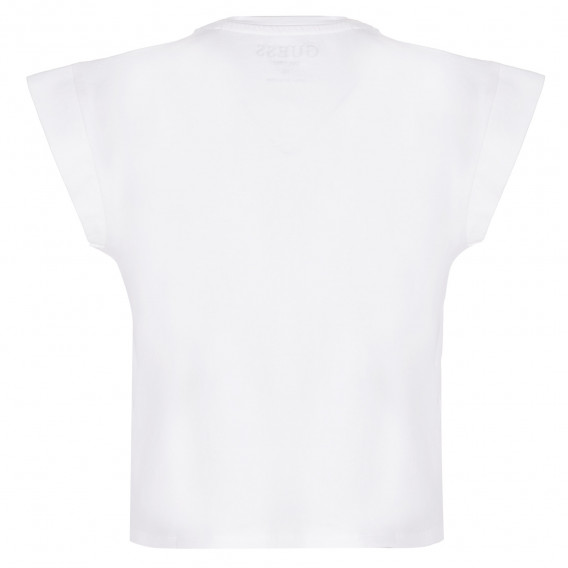 Памучна тениска с логото на бранда с камъчета, бяла Guess 224307 3