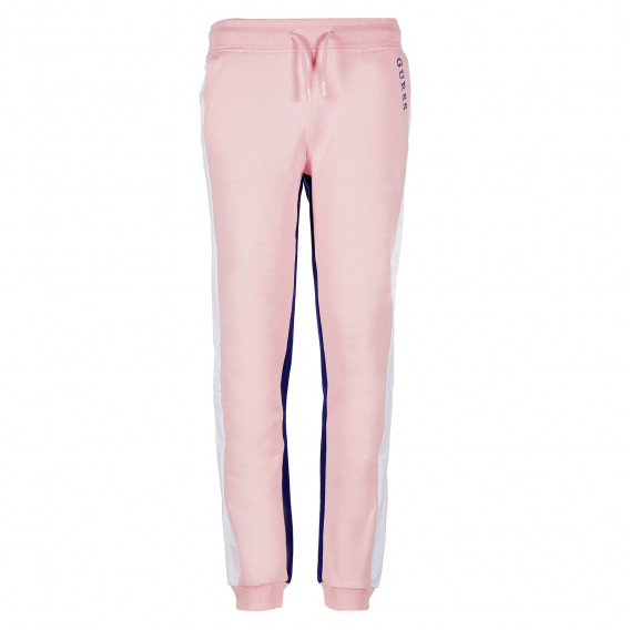Памучен спортен панталон в розово и синьо Guess 224329 