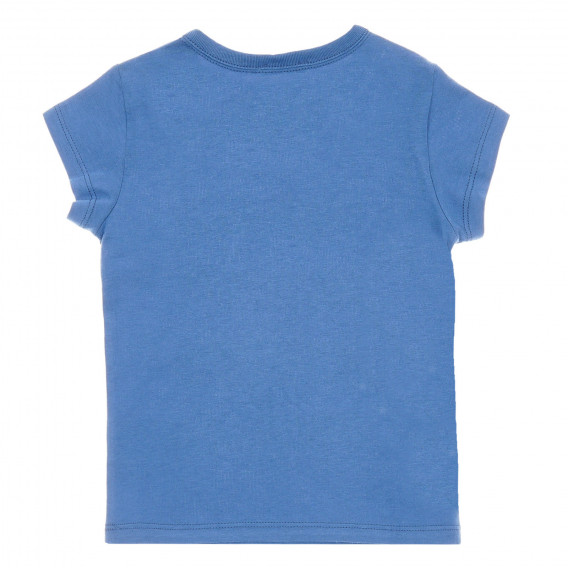 Памучна тениска с брокатена щампа, тъмно синя Benetton 224425 4