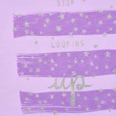Памучна тениска с брокатена щампа за бебе, лилава Benetton 224431 2