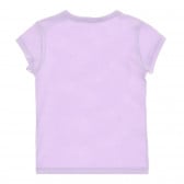 Памучна тениска с брокатена щампа за бебе, лилава Benetton 224433 4