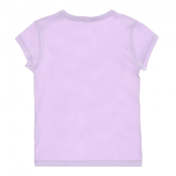 Памучна тениска с брокатена щампа за бебе, лилава Benetton 224433 4