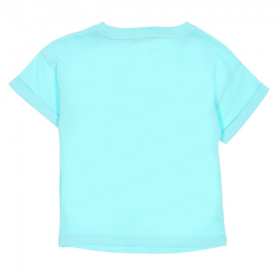 Памучна тениска с брокатен надпис, светло синя Benetton 224453 4