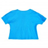 Памучна тениска с сърце и надпис на бранда за бебе, синя Benetton 224485 4