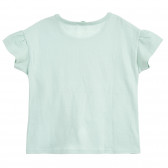 Памучна тениска с панделка за бебе в ментов цвят Benetton 224501 4