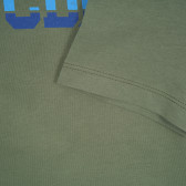 Памучна блуза с къс ръкав и надпис, зелена Benetton 224547 3