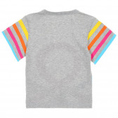 Памучна тениска с цветни ленти на ръкавите, сива Benetton 224675 4