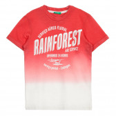 Памучна тениска с надпис в червено и бяло Benetton 224680 