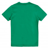 Памучна блуза с къс ръкав и щампа, зелена Benetton 224687 4