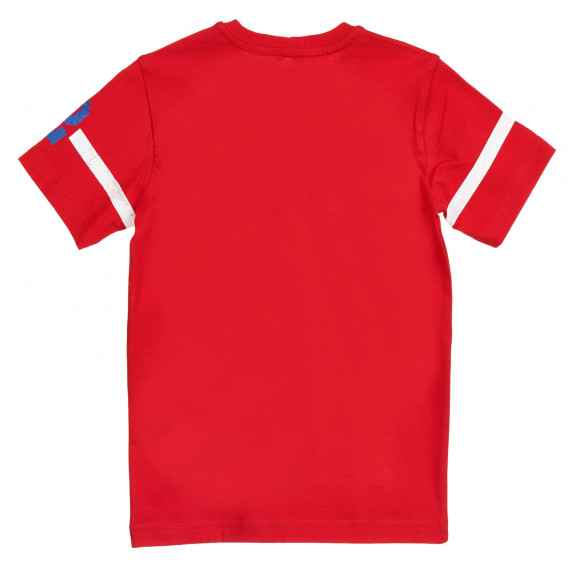 Памучна тениска с щампа, червена Benetton 224707 4