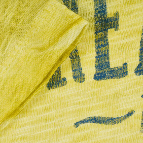 Памучна тениска с надпис, жълта Benetton 224715 4