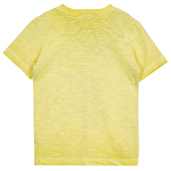 Памучна блуза с къс ръкав и надпис, жълта Benetton 224719 4