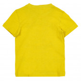 Памучна блуза с къс ръкав и надпис, жълта Benetton 224722 3
