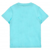 Памучна тениска с апликации и надпис, светло синя Benetton 224726 4
