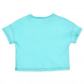 Памучна тениска с надпис за бебе, светло синя Benetton 224742 4