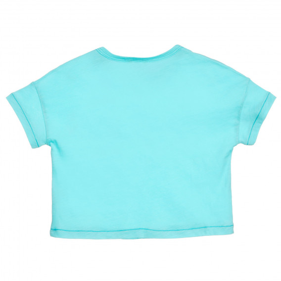 Памучна тениска с надпис за бебе, светло синя Benetton 224742 4