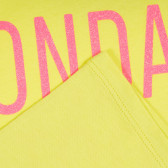 Памучна тениска с брокатен надпис, жълта Benetton 224869 3