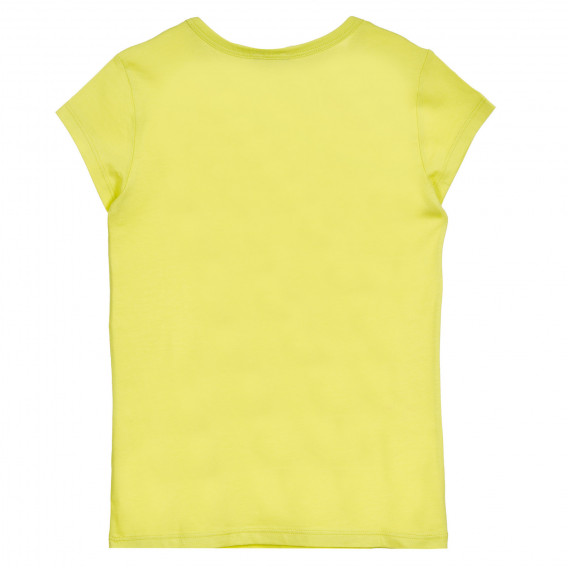 Памучна тениска с брокатен надпис, жълта Benetton 224870 4