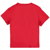Памучна тениска с надпис, червен цвят Benetton 224910 4